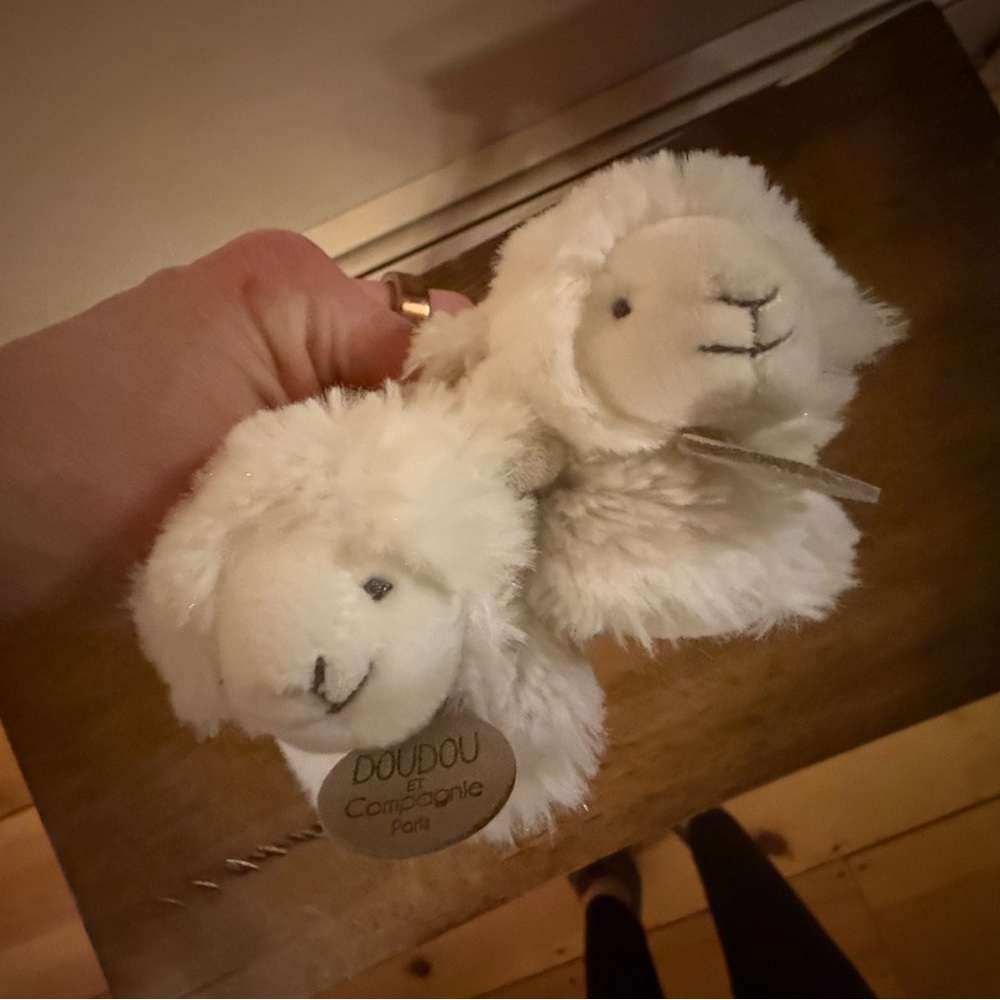 Carter's White Plush Lamb Slippers for Kids
